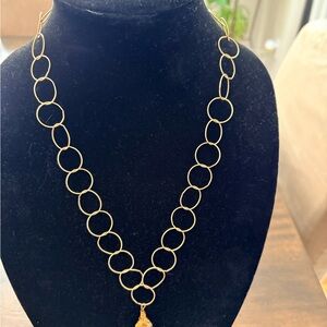 Elegant 9k gf Gold Chain Necklace with Purple Stone